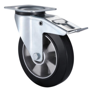 8-Inch Heavy Duty European Caster with Total Lock Brakes and Aluminum Core Rubber Tire