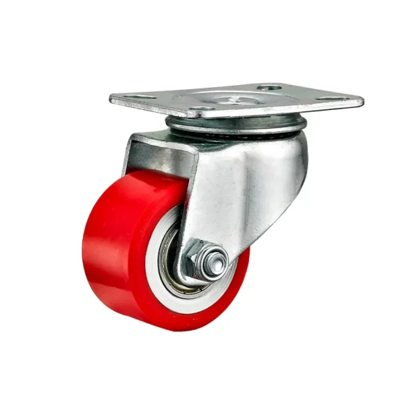2-Inch Medium Duty Swivel Caster with Iron Core Red PU Wheel - 180kg Load