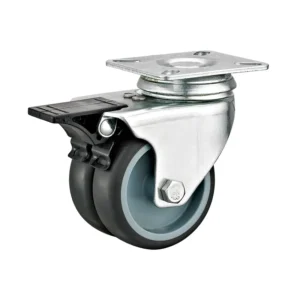 2-Inch Light Duty TPR Dual Wheel Caster with Brake for Versatile Flooring