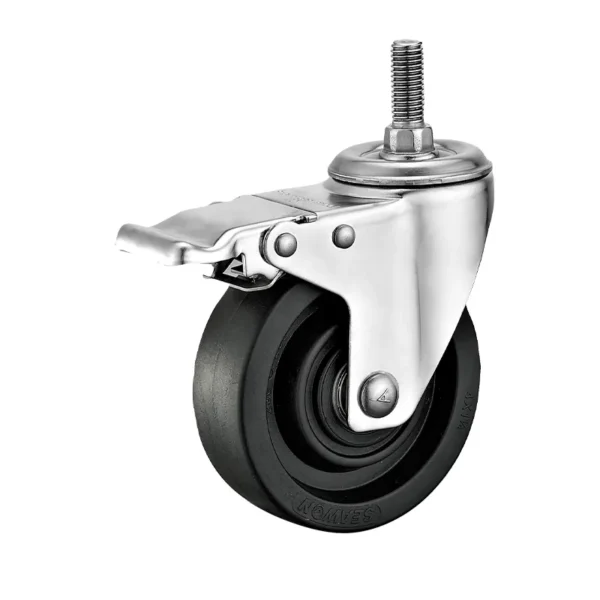100mm Heat-Resistant Stainless Steel Casters (220°C) w/Brake