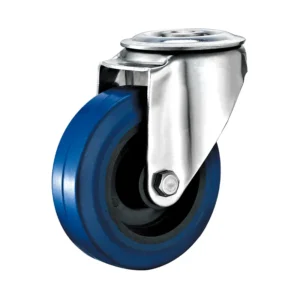 80mm Elastic Rubber Swivel Castor with SUS 304 Stainless Steel Bracket - Medium-Duty