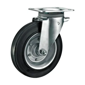8-Inch Heavy-Duty Industrial Caster Wheels – 220kg Capacity, Steel Core Rubber, Zinc Plated