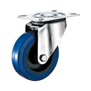 100mm Euro Type Stainless Steel Elastic Rubber Caster - Durable Industrial Swivel Castor