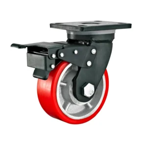 6-Inch Super Heavy-Duty Polyurethane Caster with Brakes for Industrial Use