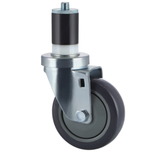 expanding stem swivel casters with non marking gray 4 inch polyurethane wheel.