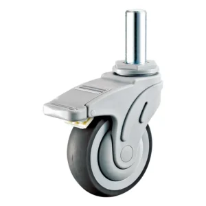5 Inch Brake Medical Caster for Hospital Carts - Non-Marking, Stem Mounted