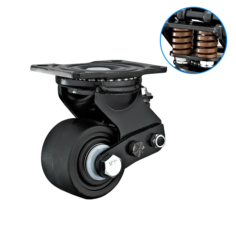 3" Industrial Shock Absorption Casters - 350kg Load, Nylon Wheel
