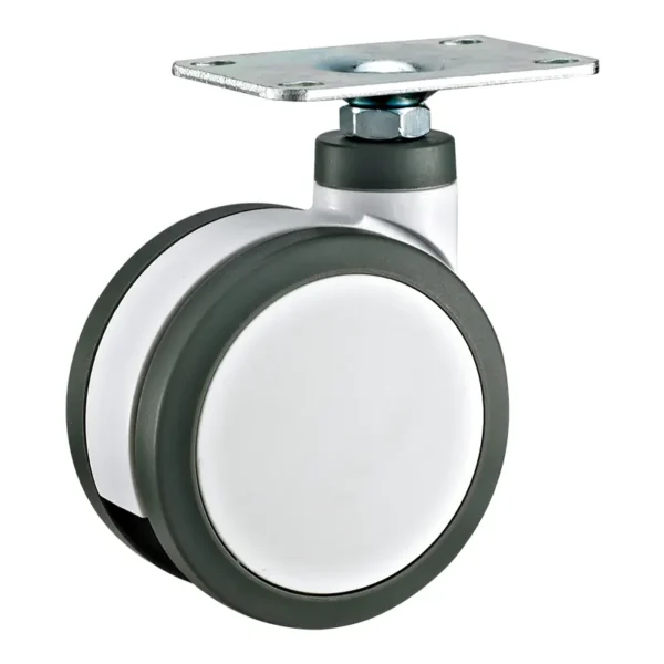 75mm Swivel PU Medical Twin Wheel Caster - 60kg Load Capacity